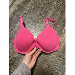 Victorias Secret Lined Perfect Coverage Solid Pink T-Shirt Bra 34D Underwire